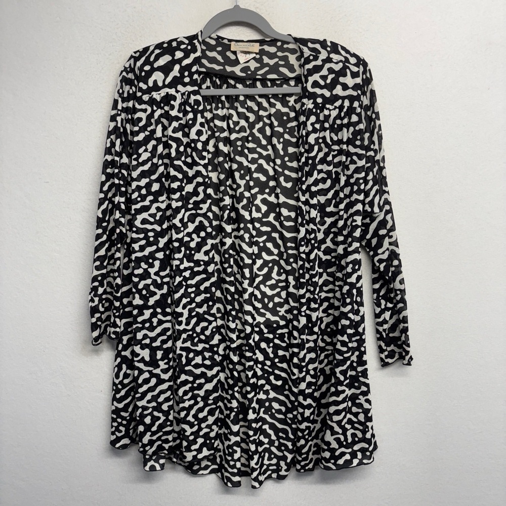 oscar de la renta swimwear coverup cardigan shoulder pads‎ tunic